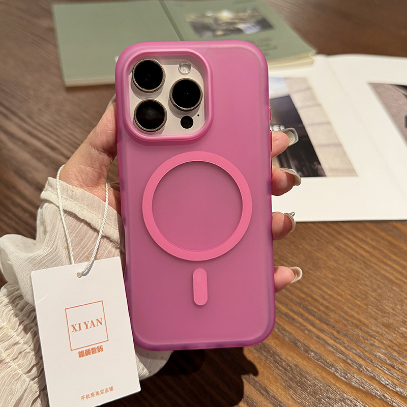 半透明磁吸壳适用16Promax手机壳新磨砂肤感iphone17Pro保护壳韩系小众无线充ip15PM手机套软胶防摔ip14/13|undefined