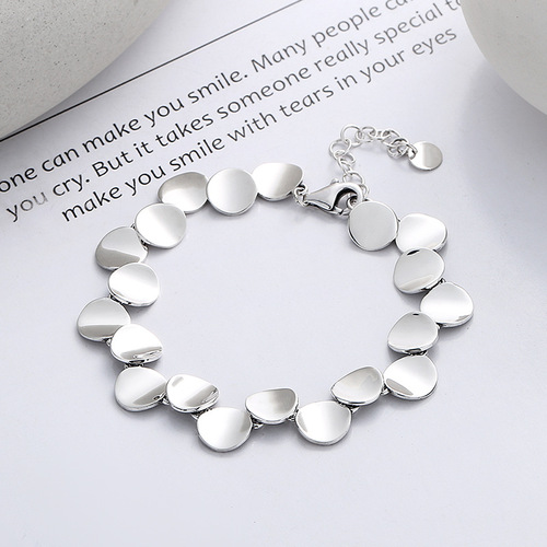 Yunchaoxuan S925 sterling silver retro old creative personalized small round card splicing pure chain clavicle chain necklace for men and women