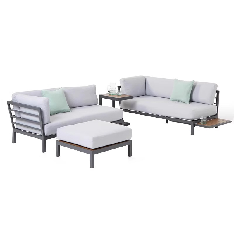 Nórdico al aire libre de aleación de aluminio sofá patio al aire libre vino muebles al aire libre sofá teca sofá jardín Silla de ratán