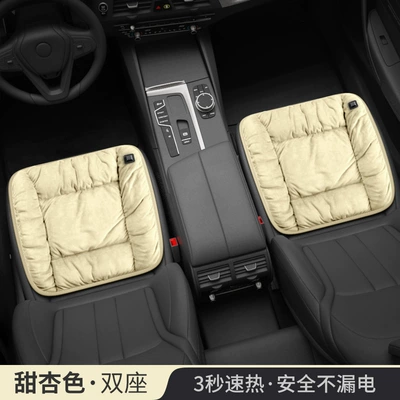 Heated Seat Cushion Winter Plush: Wool pad - luxury-dutch-velvet-single-pp-model-apricot-color-5v-front-row-two-seats