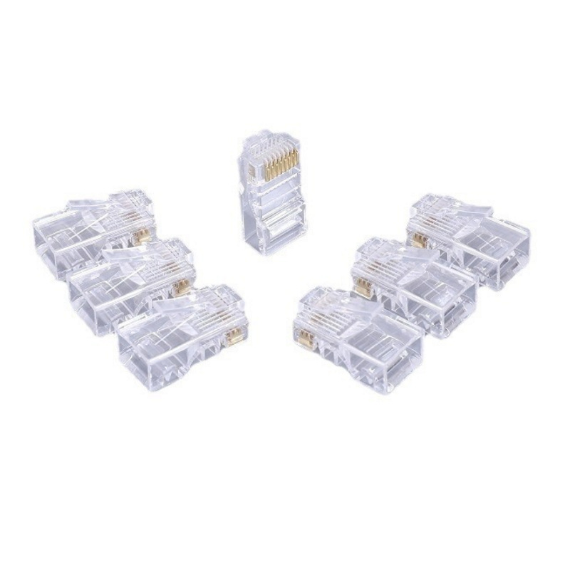 El Super Six RJ45 a través del agujero 8P8C perforó la cabeza cristalina dorada de cobre puro no blindado Cat6 100