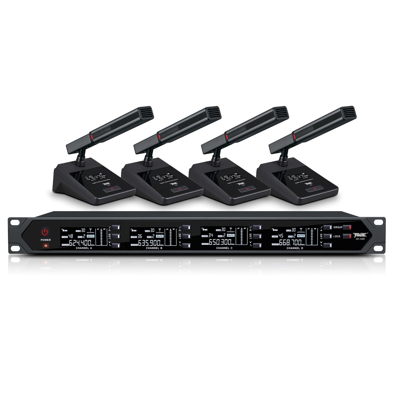 TOJIE/拓捷 DH-1400/D-20 一拖四无线话筒(短方杆/会议鹅颈可选）