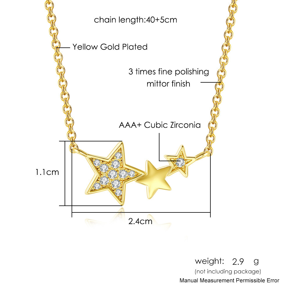 Simple Style Star Copper Gold Plated Zircon Necklace In Bulk display picture 1