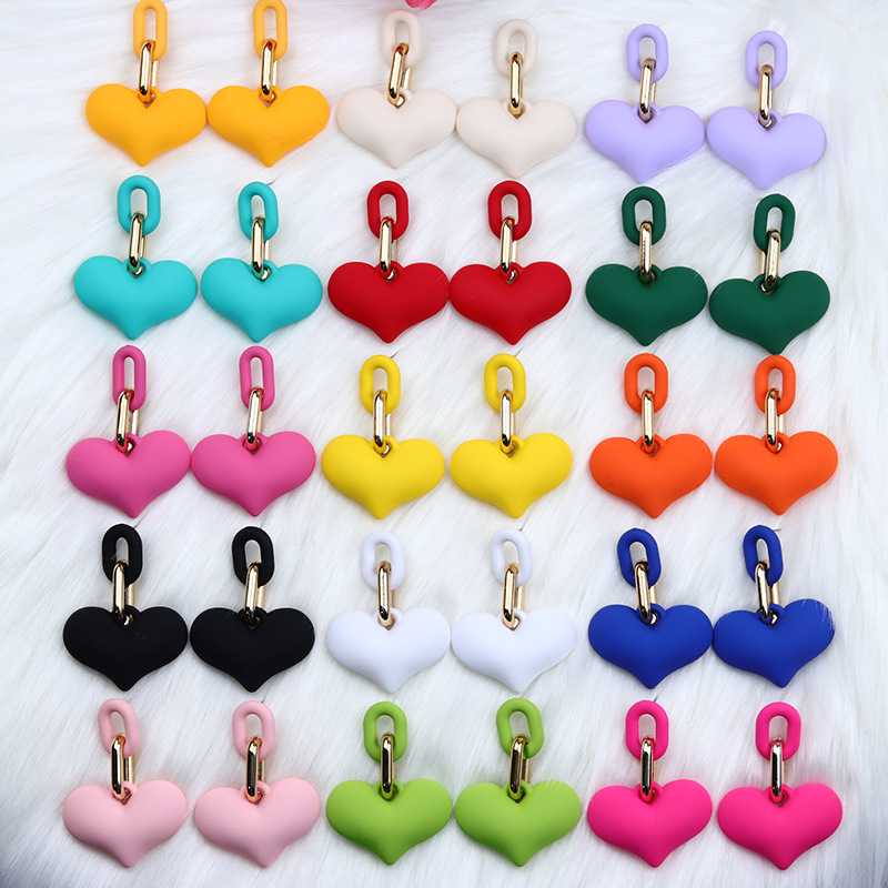 1 Pair Quantity 1 Pair IG Style Heart Shape Spray Paint Arylic Drop Earrings