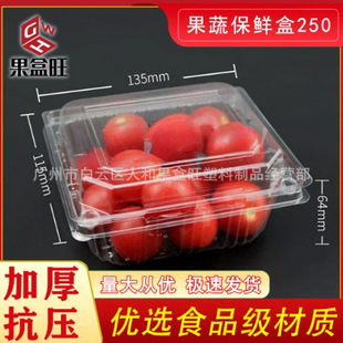 Ready-Made Food Packaging Plastic Box 250g Packaging Box Pet Square Fresh Vegetable and Fruit Box Pressure-Resistant Preservation Box