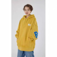 外贸原单刺绣字母贴布绣宽松休闲简约百搭连帽大版卫衣女上衣RCWB