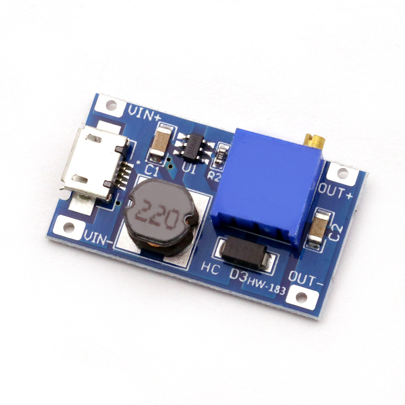 2aDC-DC可调升压稳压电源模块板2577宽压输入2/24V升5/9/12/28V