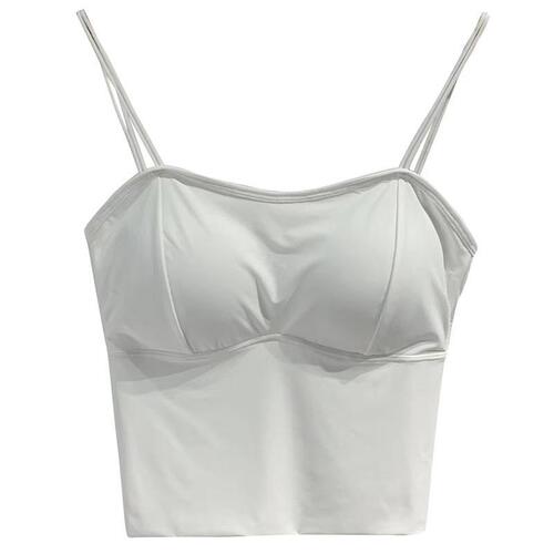 Ice silk double shoulder thin strap beautiful back camisole women's seamless bottoming sports outer wear tube top sexy non-wired underwear