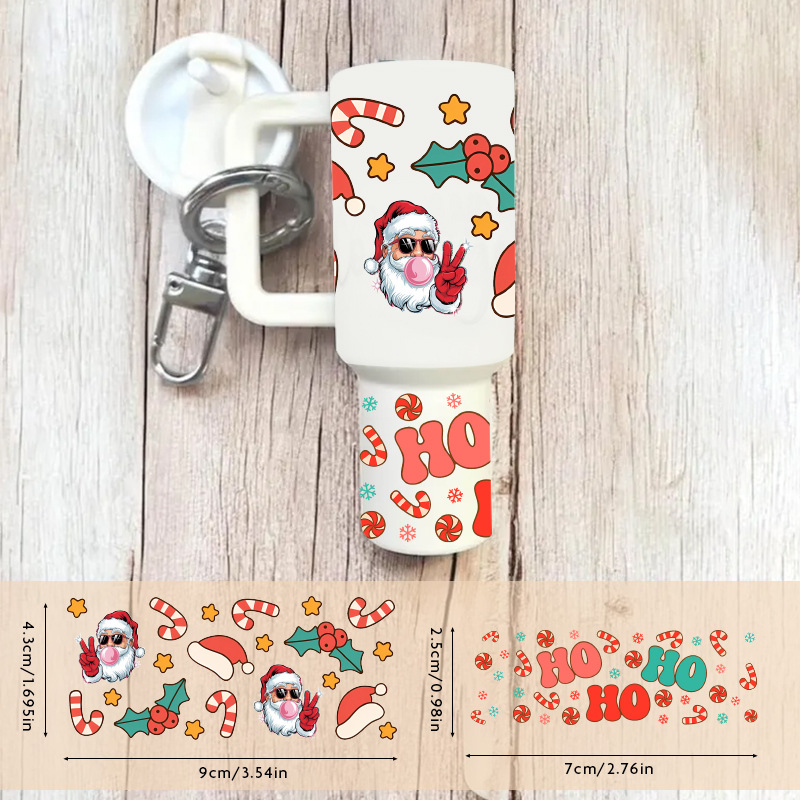 圣诞老人雪花Stanley史丹利钥匙扣UV水晶贴uv cup wrap sticker