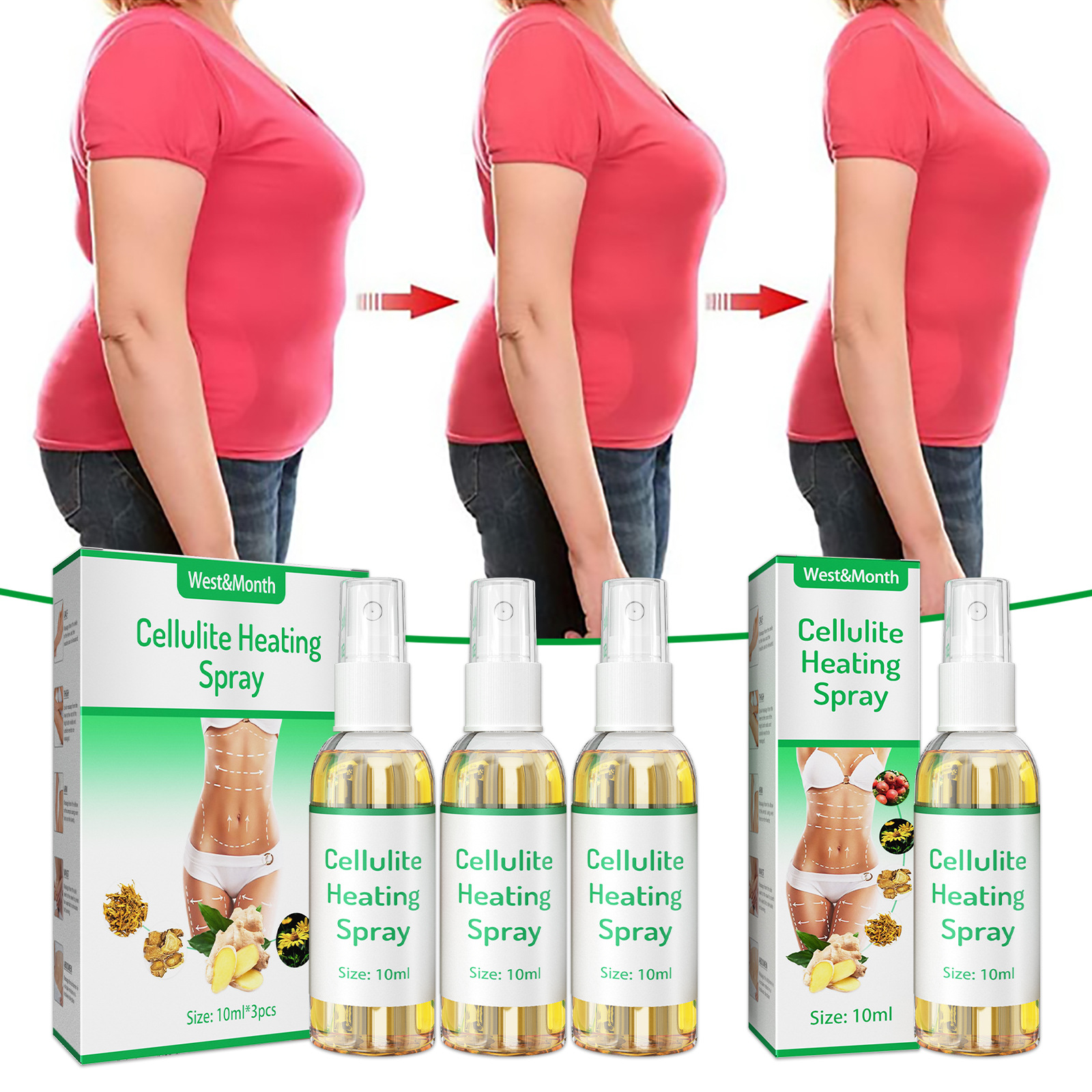 West&Month Body Thigh Muscle Less Big Belly Shaping spray Beauty Slimming essence_voghion.com