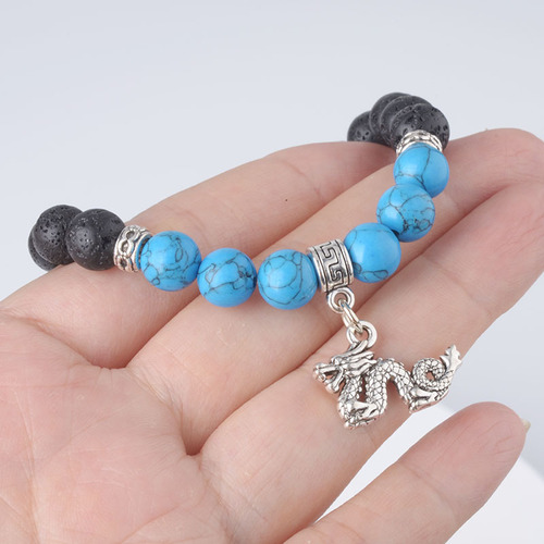 European and American style tiger eye stone, lava stone bracelet, turquoise elephant turtle 8mm women's bracelet