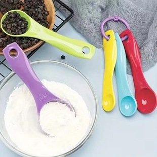 Special price factory direct color DIY plastic measuring spoon 6 piece set with scale measuring cup coffee milk tea measuring spoon baking