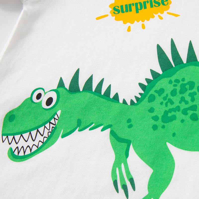 Ropa de moda infantil de verano de mangas cortas para niños, camisetas de dinosaurios para bebés varones, ropa de chatarra, nueva fuente de productos en una pieza