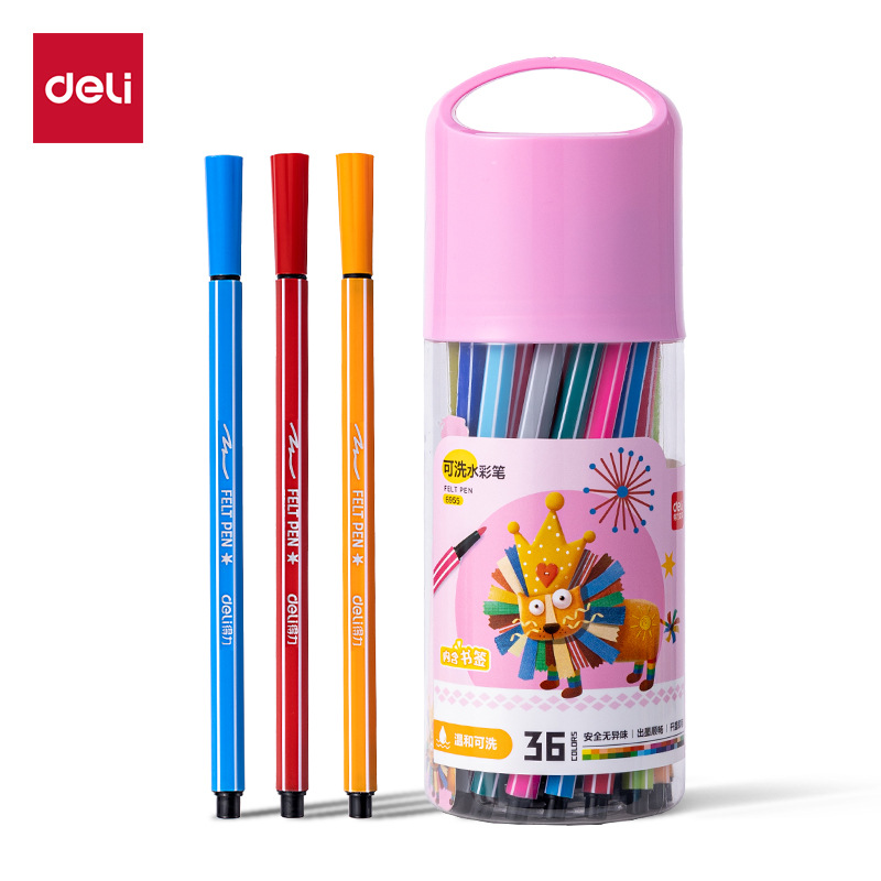 Bolígrafos de acuarela Deli Wishing Bottle, 12/18/24/36 colores, bolígrafos de acuarela lavables, bolígrafos de dibujo para niños.