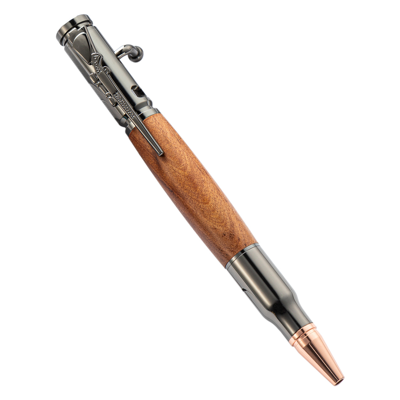 Nuevo bolígrafo de madera imitación de bolígrafo de pistola de presión puede imprimir logotipo de metal multifuncional bolígrafo comercial