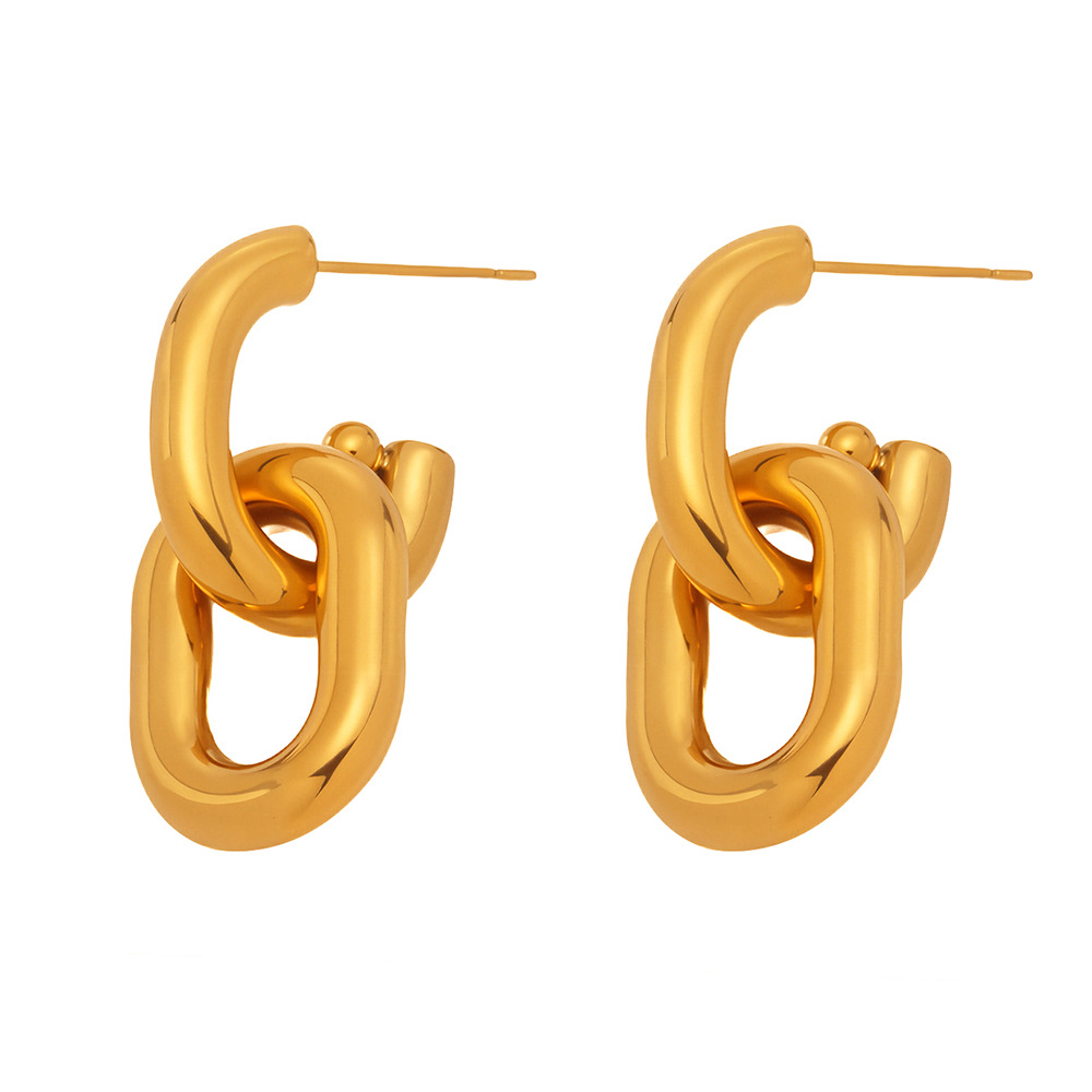 Pendientes a juego de color de cadena hueca pulida Mysteriao Pendientes de oro real de acero inoxidable PVD chapados de 18K al por mayor