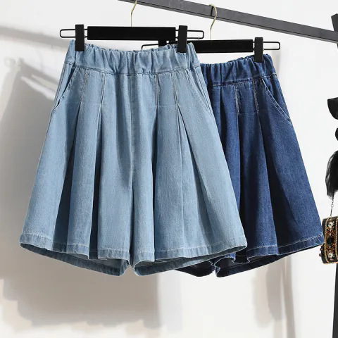 Ice Silk Denim Shorts for Women, High-Waisted, Summer Thin Style, 2025 New Model, Plus-Size, Flattering Tencel Knee-Length Shorts Ice Silk Denim Shorts for Women, High-Waisted, Summer Thin Style, 2025 New Model, Plus-Size, Flattering Tencel Knee-Length Shorts