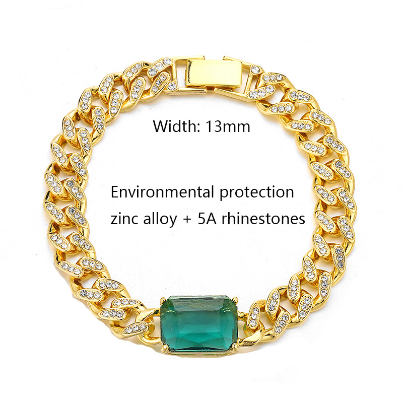 Cuban Chain Necklace Men Personalized Emerald Green Diamond Jewelry_voghion.com