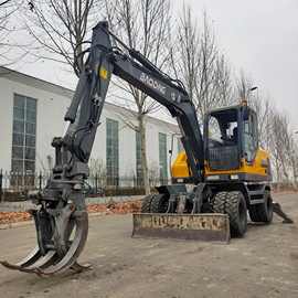 二手轮式抓木机图片 挖掘机 便宜旋转装载机 炮头 棉花夹 抓树枝
