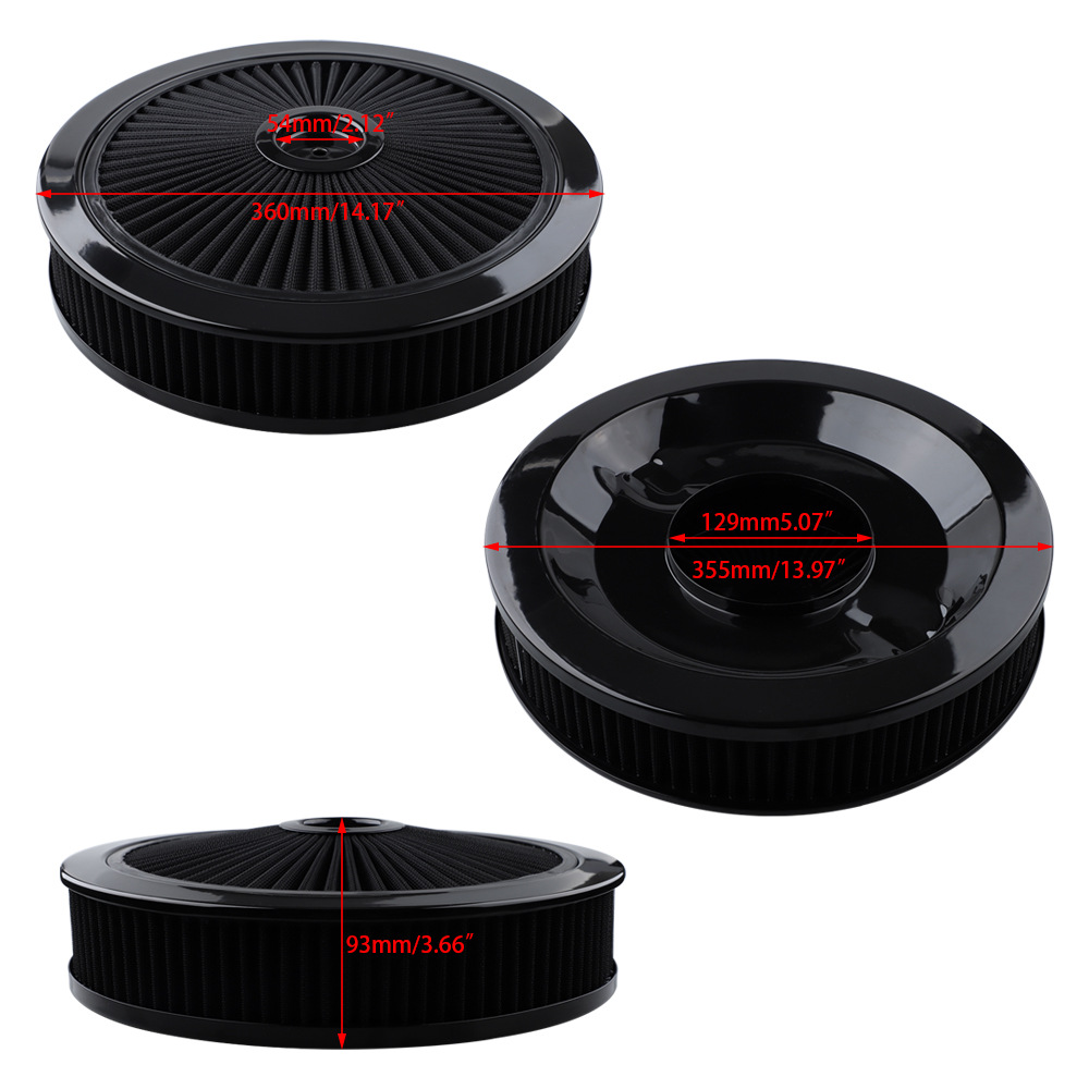14x3inch Round Washable High-Flow Air Intake Filter Suitable for Chevrolet Gmc Ford Air Filters