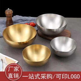 不锈钢碗高颜值沙拉碗日式拉面碗火锅店金饭碗烘琣店打蛋盆和面盆