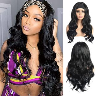 European and American scarf wig ice hair with large wave long curls chemical fiber wig head band wig