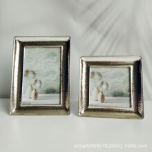 银色时尚简约金属相框摆台，家庭摆件装饰点缀相框