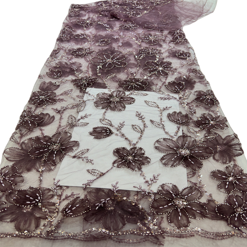 Lujo ligero vestido de boda vestido de moda esquinilla tubo de perlas bordado tela de bordado tridimensional comercio exterior transfronterizo spot bordado