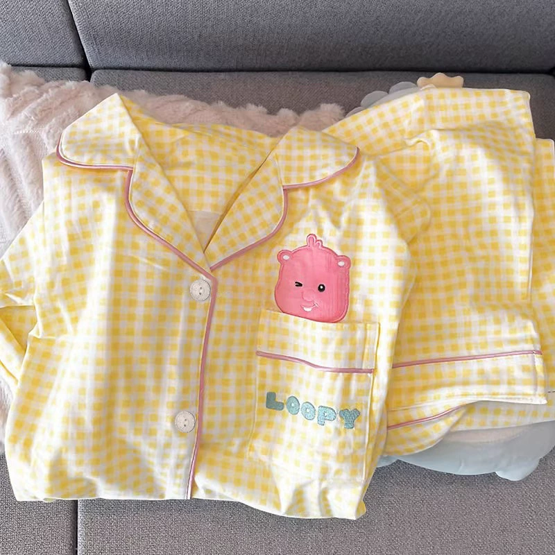 Autumn pijama, thin long-sleeve, set, oversize, internet celebrity