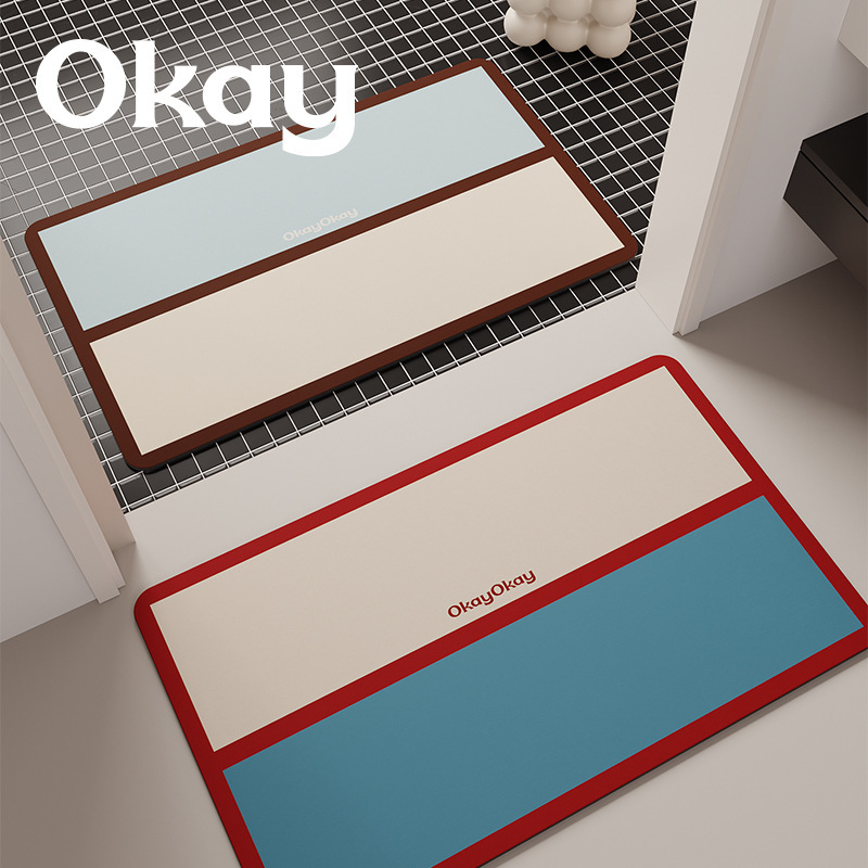 Okay Bathroom Absorbent Floor Mat Soft Diatom Mud Toilet Door Mat Bathroom Mat Non-Slip Mat Home Mat