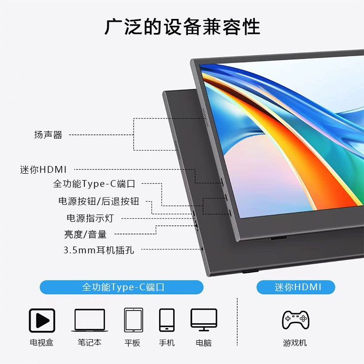 Ручной игровой совместимый LCD-дисплей, 15,6 дюйма, 60 Гц, 5