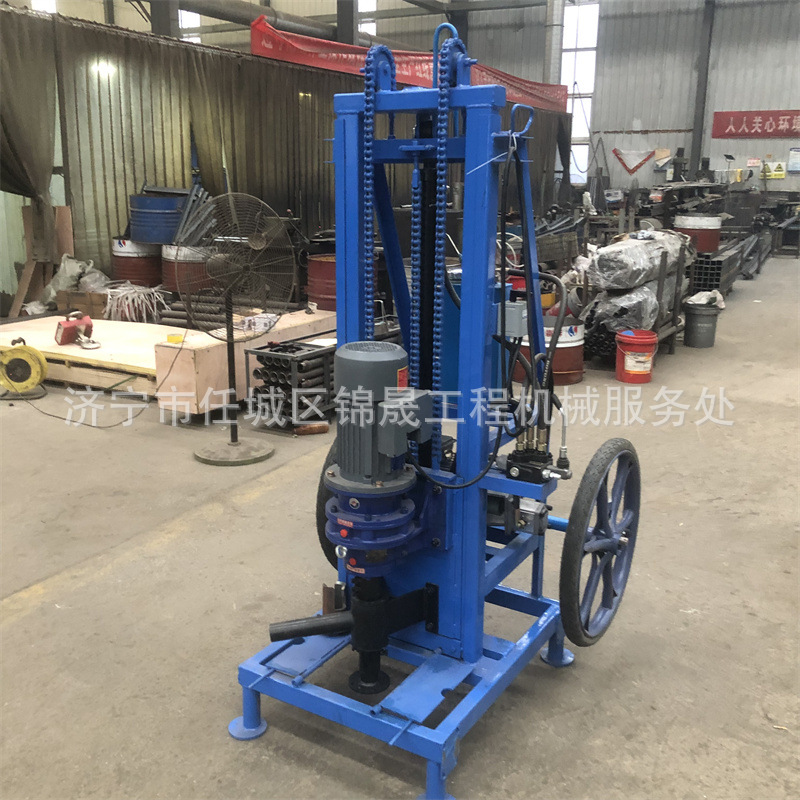 大轮式液压钻井机民用电动百米吃水井打井机小型龙门架伸缩打井机
