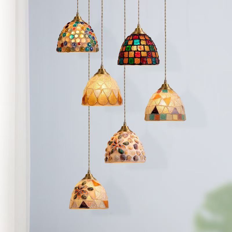 French Glass Retro Style Chandelier Nostalgic American Entrance Bedroom Bedside Dining Table Bar Atmosphere Bedside Shell Lamp French Glass Retro Style Chandelier Nostalgic American Entrance Bedroom Bedside Dining Table Bar Atmosphere Bedside Shell Lamp