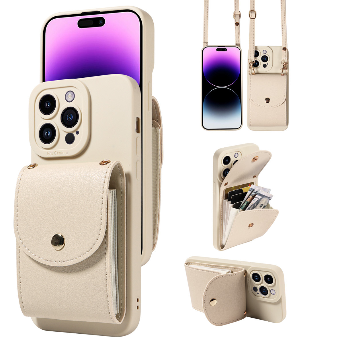 Suitable for Apple iPhone 16promax Phone Case 15 Organ Crossbody 14promax Lanyard Bracket 13