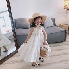 Summer Girls' Dress Baby Trendy Children's Personality Fashion Korean Version White Fairy Princess Beach Tank Top Dress