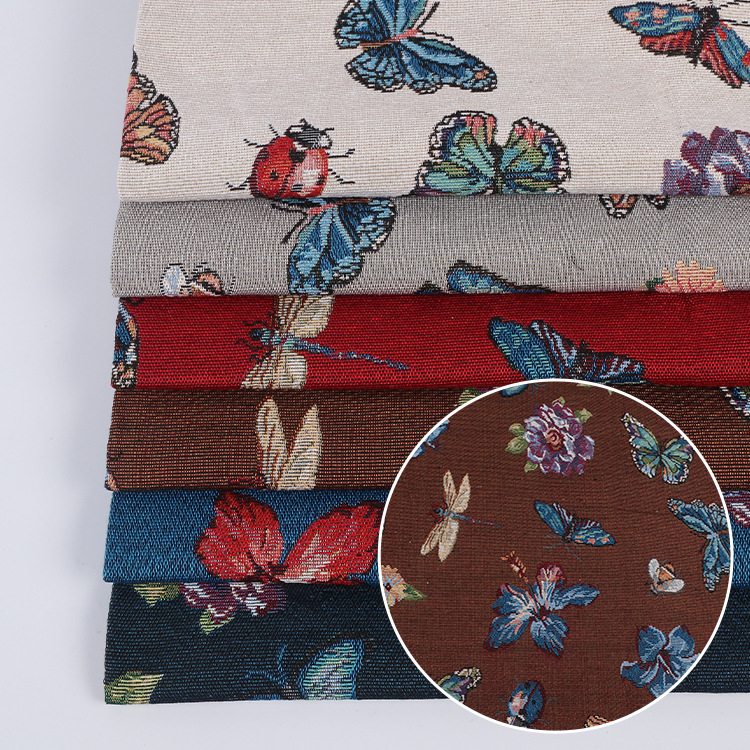 厂家直供 涤棉棉纱精密加密民族风加密色织蝴蝶提花面料