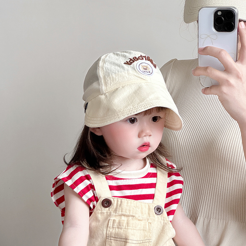 Sombrero de bebé primavera y verano estilo fino de secado rápido y transpirable sombrero de protección solar de ala grande sombrero para el sol lindo para bebés versión coreana