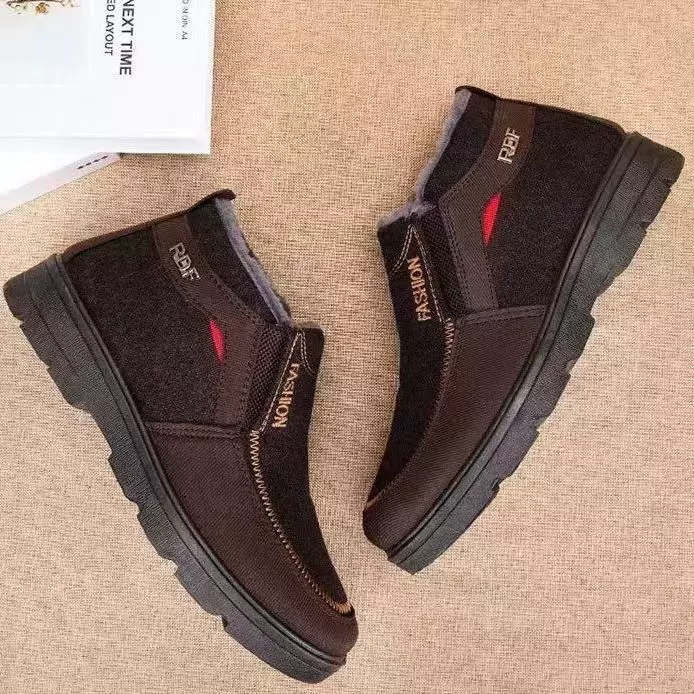 冬季老北京布鞋男棉鞋保暖加绒加厚中老年爸爸鞋防滑大棉靴老人鞋