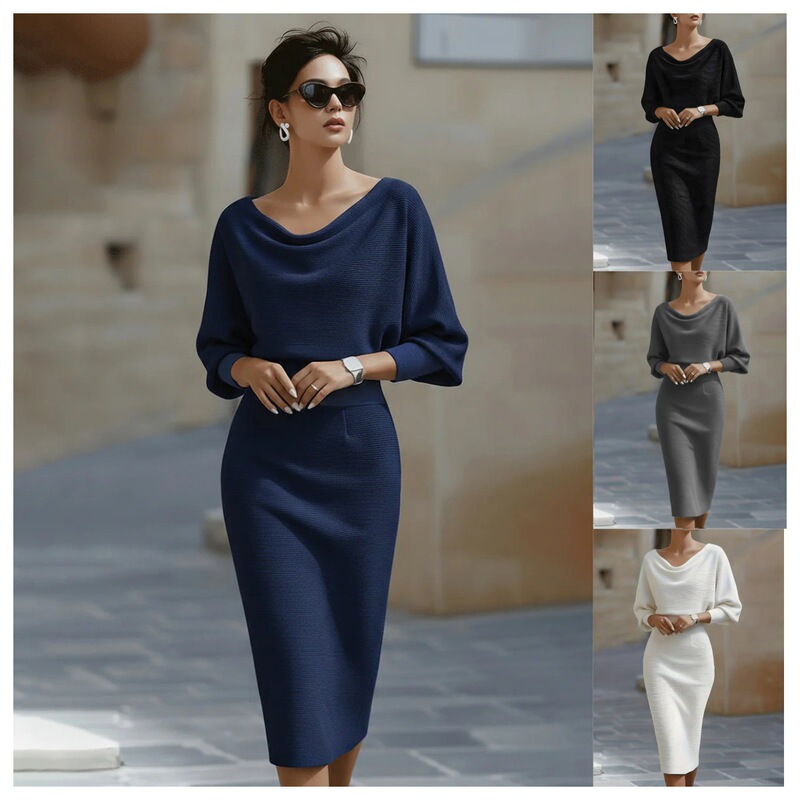 Amazon Wish Independent Station New Autum Elegant Work Clothing Elegant Waist Slimming Look Mid-Length Dress for Women Amazon Wish Independent Station New Autum Elegant Work Clothing Elegant Waist Slimming Look Mid-Length Dress for Women