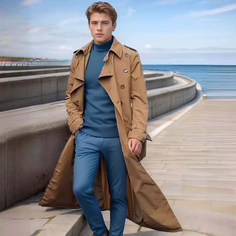 [Ready Stock] Cross-Border European and American Men's Clothing, Extended Windbreaker, Fashionable Casual Jacket Manufacturer