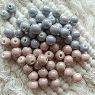 Fragrant gray colored glaze pink gray porcelain beads bracelet bracelet loose beads video beaded diy beads accessories hand woven