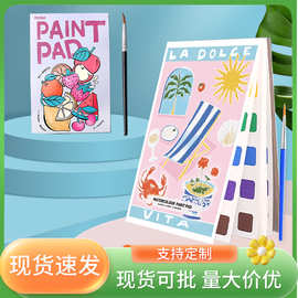 MiniWatercolourPaintPad英文涂色本水果填色本现货批发水彩跨境