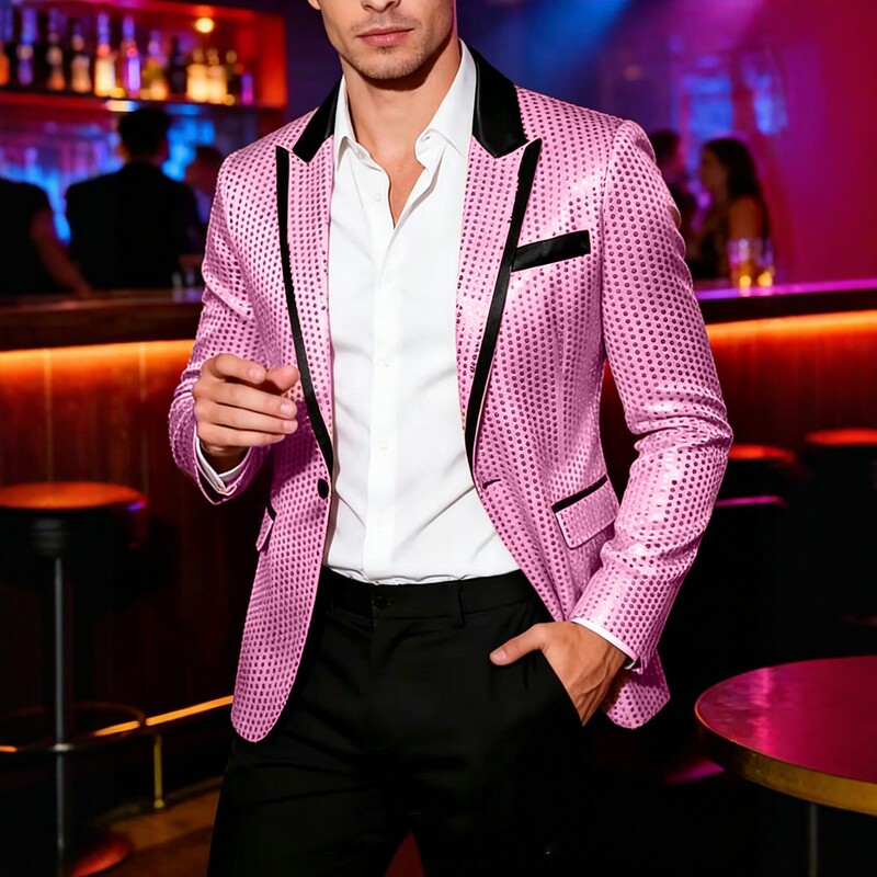 Men's sequined blazer for performances, nightclub hosting, slim-fit European and American style trendy men's suit jacket wholesale Men's sequined blazer for performances, nightclub hosting, slim-fit European and American style trendy men's suit jacket wholesale
