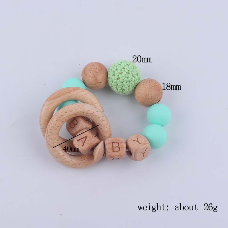Bebé suministros mordedor pulsera de juguete creativo DIY Beech bebé nombre cuentas de silicona mordedura teether juguete
