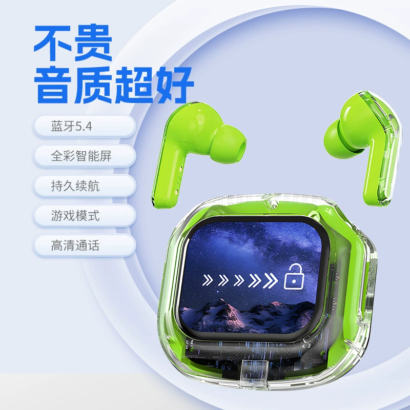 Кросс-бордер AirMax Bluetooth наушник внутри-ухо LCD сенсорный цветной экран с шумоподавлением прозрачная модель с очень длинным временем работы батареи