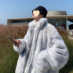 Ins Luxury Trendy Brand High-end Lamb Fleece Tie-dye Jacket for Men and Women plus size Warm Thickened Cotton-padded Coat Korean Style Cotton-padded Coat
