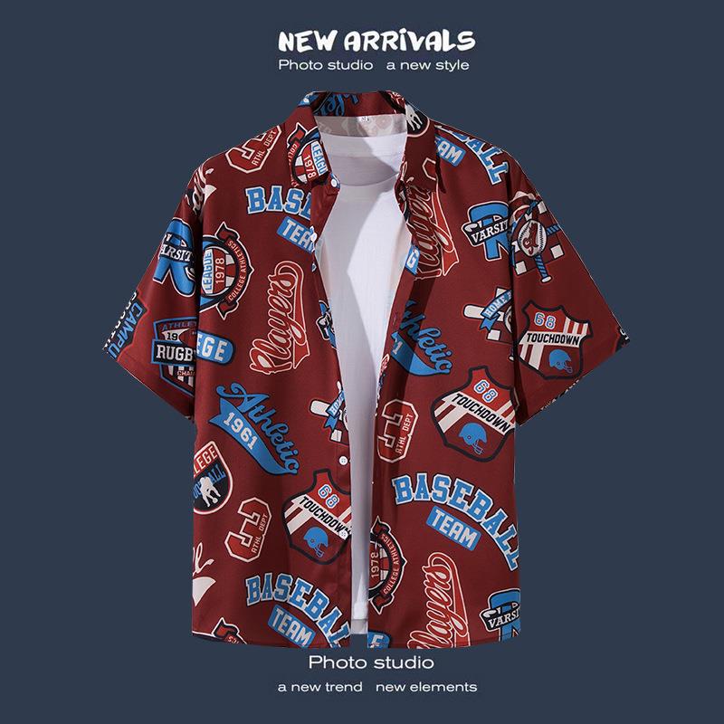 Camisas de manga corta estilo Hong Kong para hombres y mujeres, camisas florales de manga tres cuartos holgadas y delgadas de verano para playa hawaiana