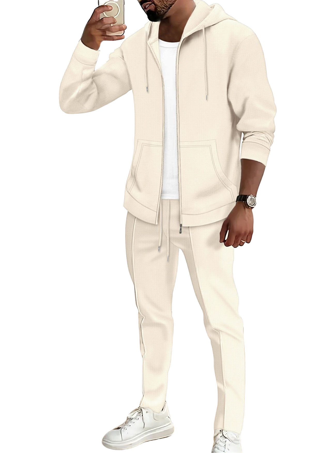 Europa y América transfronterizas primavera hombre encapuchado con cremallera chaqueta de punto chaqueta deportiva casual suelta chaqueta de abrigo