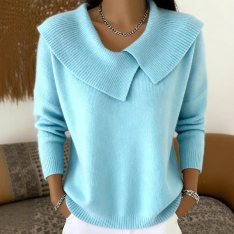 Women's Clothing Fashion Retro Slimming Collar Sweater For Women Style Versatile Knitwear Elegant Look For Formal & Casual For Women_ecoleips.com