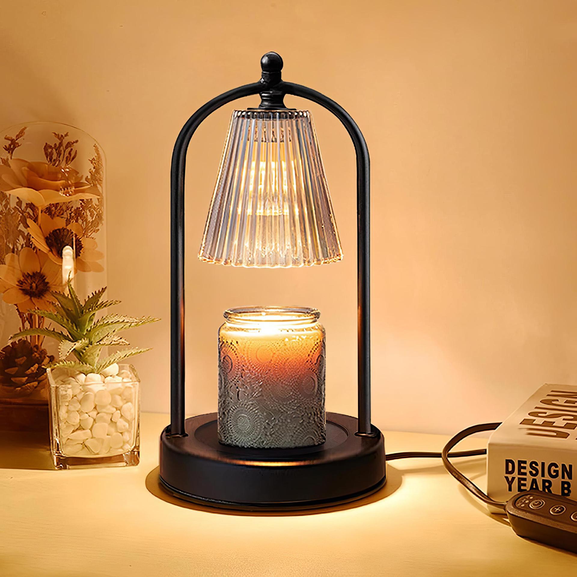 줄무늬 유리 콘 블랙 더블 막대 금속 용융 왁스 램프